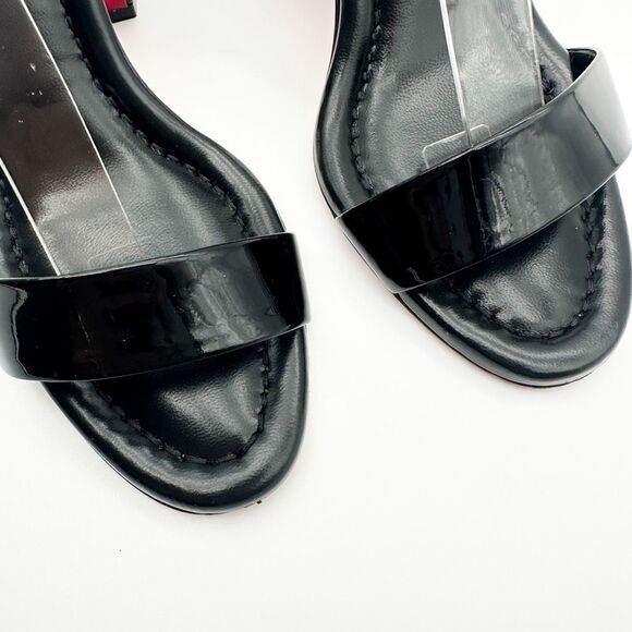 CHRISTIAN LOUBOUTIN Miss Sabina Black Ankle Strap Heel Size 37.5 Patent Leather - Picture 7 of 14